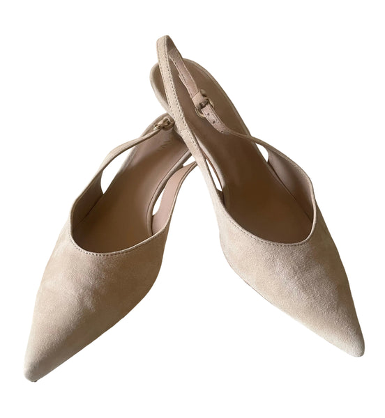 LK BENNETT BEIGE SUEDE SLINGBACK HEEL SANDALS SIZE 4/37
