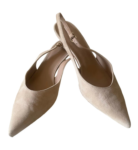 LK BENNETT BEIGE SUEDE SLINGBACK HEEL SANDALS SIZE 4/37