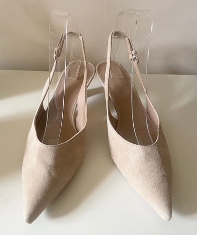 LK BENNETT BEIGE SUEDE SLINGBACK HEEL SANDALS SIZE 4/37