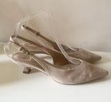 LK BENNETT BEIGE SUEDE SLINGBACK HEEL SANDALS SIZE 4/37