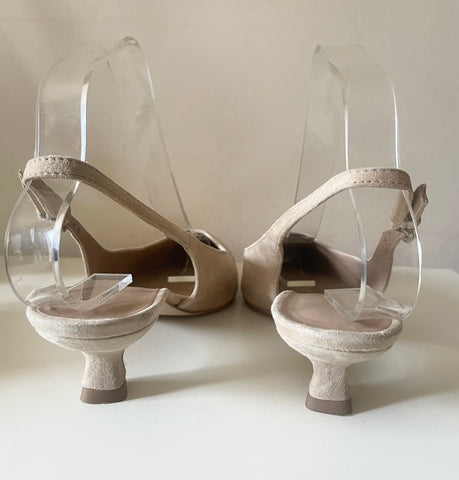 LK BENNETT BEIGE SUEDE SLINGBACK HEEL SANDALS SIZE 4/37