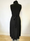 IVORIES 100% SILK BLACK COLLARED SLEEVELESS MIDI/MAXI DRESS SIZE 40 UK 8/10