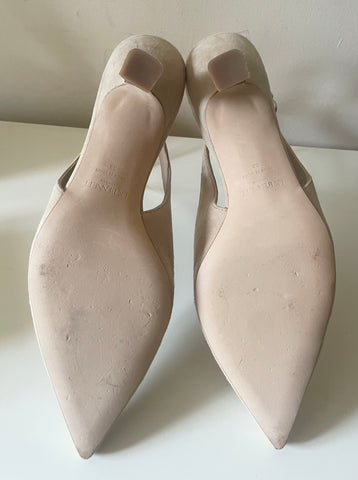 LK BENNETT BEIGE SUEDE SLINGBACK HEEL SANDALS SIZE 4/37