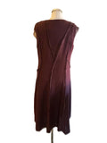 NICOLE FARHI PLUM 100% LINEN & SILK SEAM TRIM A-LINE DRESS SIZE 14