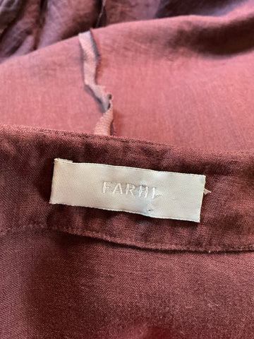 NICOLE FARHI PLUM 100% LINEN & SILK SEAM TRIM A-LINE DRESS SIZE 14