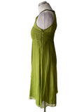 MONSOON 100% SILK GREEN BEAD & JEWEL TRIMMED FIT & FLARE DRESS SIZE 10