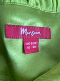 MONSOON 100% SILK GREEN BEAD & JEWEL TRIMMED FIT & FLARE DRESS SIZE 10