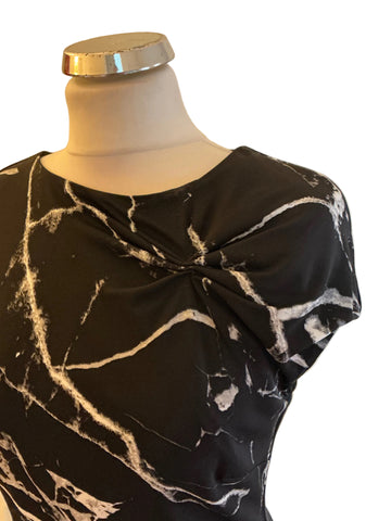 BRAND NEW PHASE EIGHT BLACK & IVORY MARBLE PRINT PENCIL DRESS  SIZE 12