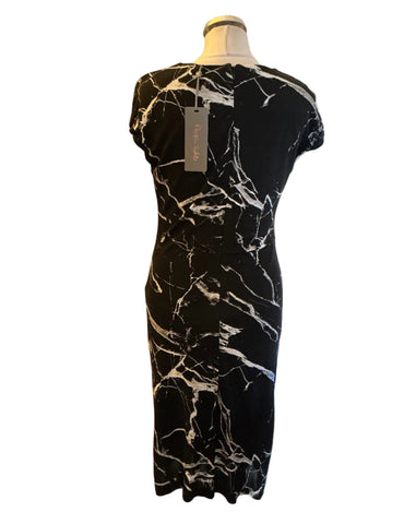 BRAND NEW PHASE EIGHT BLACK & IVORY MARBLE PRINT PENCIL DRESS  SIZE 12