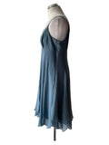MONSOON POWDER BLUE PEARL BEAD TRIMMED FIT & FLARE DRESS  SIZE 12