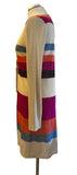 FENN WRIGHT MANSON LINEN MIX MULTICOLOURED STRIPE CARDIGAN  SIZE M