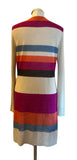 FENN WRIGHT MANSON LINEN MIX MULTICOLOURED STRIPE CARDIGAN  SIZE M