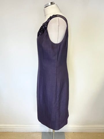 JACQUES VERT PURPLE PENCIL DRESS & MATCHING JACKET SUIT SIZE 12