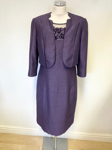 JACQUES VERT PURPLE PENCIL DRESS & MATCHING JACKET SUIT SIZE 12