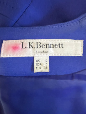 LK BENNETT ROYAL BLUE SLEEVELESS MIDI PENCIL DRESS SIZE 10