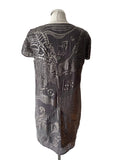 JOHN ROCHA GREY SEQUIN & BEAD TRIMMED SHORT SLEEVE SHIFT DRESS  SIZE 12