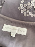 JOHN ROCHA GREY SEQUIN & BEAD TRIMMED SHORT SLEEVE SHIFT DRESS  SIZE 12