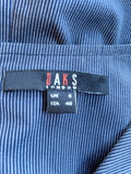 DAKS NAVY BLUE & FINE WHITE STRIPE SLEEVELESS SHIFT DRESS SIZE 8
