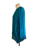 PHASE EIGHT BRIGHT TURQUOISE SILK MIX BATWING OVERLAY TOP SIZE L