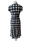JOHN ROCHA BLUE & WHITE SPOT CAP SLEEVED A-LINE DRESS  SIZE 10
