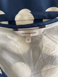 JOHN ROCHA BLUE & WHITE SPOT CAP SLEEVED A-LINE DRESS  SIZE 10