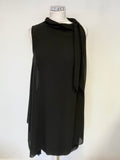 BRAND NEW REISS ARIES BLACK TIE NECK SLEEVELESS DRAPE SHIFT DRESS  SIZE 8