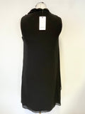 BRAND NEW REISS ARIES BLACK TIE NECK SLEEVELESS DRAPE SHIFT DRESS  SIZE 8