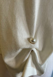 BRAND NEW DKNY OFF WHITE ROUND NECK EDGE TO EDGE PEARL TRIM 3/4 SLEEVE CARDIGAN  SIZE S