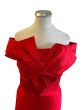 BASIX RED OFF SHOULDER FISH TAIL SPECIAL OCCASION EVENING DRESS SIZE 2 UK 6/8