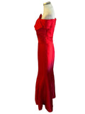 BASIX RED OFF SHOULDER FISH TAIL SPECIAL OCCASION EVENING DRESS SIZE 2 UK 6/8