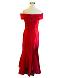 BASIX RED OFF SHOULDER FISH TAIL SPECIAL OCCASION EVENING DRESS SIZE 2 UK 6/8