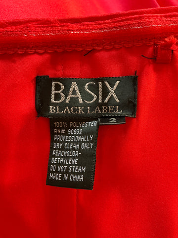 BASIX RED OFF SHOULDER FISH TAIL SPECIAL OCCASION EVENING DRESS SIZE 2 UK 6/8