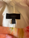 COAST MULTI COLOURED ROUND NECK SLEEVELESS TIE WAIST SHEATH DRESS  SIZE 12