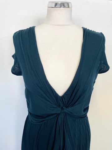 JIGSAW TEAL STRETCH JERSEY CAP SLEEVED FIT & FLARE DRESS SIZE M