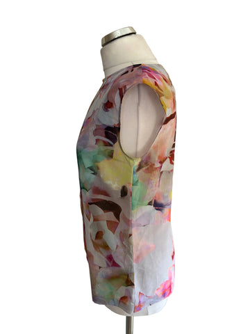 TED BAKER MULTI COLOURED PRINT SLEEVELESS TOP  SIZE 1 UK 10