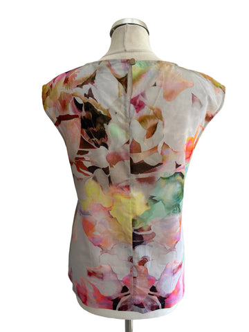 TED BAKER MULTI COLOURED PRINT SLEEVELESS TOP  SIZE 1 UK 10