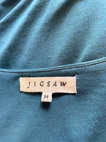 JIGSAW TEAL STRETCH JERSEY CAP SLEEVED FIT & FLARE DRESS SIZE M