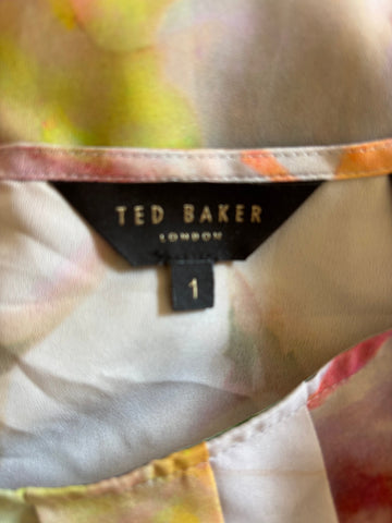 TED BAKER MULTI COLOURED PRINT SLEEVELESS TOP  SIZE 1 UK 10