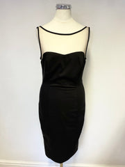 BRAND NEW ACCESS BLACK SHEER MESH TRIMMED BODICE SLEEVELESS PENCIL DRESS SIZE S UK 8