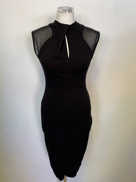 FRENCH CONNECTION BLACK MESH SHOULDER SLEEVELESS BODYCON DRESS SIZE 10