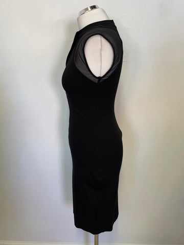 FRENCH CONNECTION BLACK MESH SHOULDER SLEEVELESS BODYCON DRESS SIZE 10