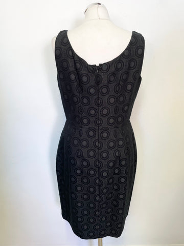 JIGSAW CHARCOAL / DARK GREY CIRCLE PATTERNED SLEEVELESS DRESS SIZE 14