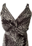 LAURA ASHLEY BROWN & IVORY PRINT SLEEVELESS FIT & FLARE DRESS SIZE 8