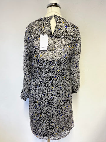 BRAND NEW REISS CHARLOTTE BRUNOUT DITSY PRINT 3/4 SLEEVED DRESS SIZE 8