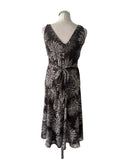 LAURA ASHLEY BROWN & IVORY PRINT SLEEVELESS FIT & FLARE DRESS SIZE 8