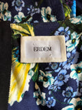 ERDEM TESS NAVY FLORAL PRINT 3/4 SLEEVE PENCIL DRESS SIZE 10