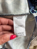 ERDEM TESS NAVY FLORAL PRINT 3/4 SLEEVE PENCIL DRESS SIZE 10