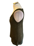 JIGSAW DARK GREEN FINE KNIT SCOOP NECK SLEEVELESS SEQUINNED TOP SIZE M