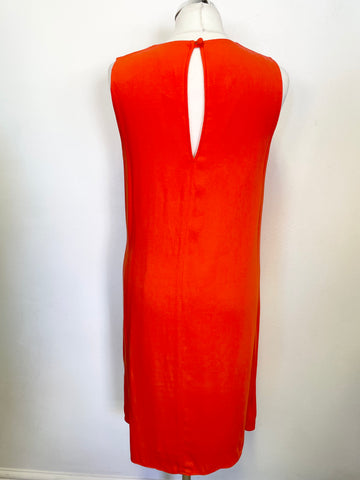 GREAT PLAINS BOUTIQUE CORAL WRAP ACROSS FRONT DETAIL SLEEVELESS SHIFT DRESS SIZE M APPROX UK 14