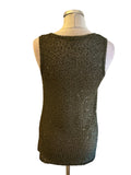 JIGSAW DARK GREEN FINE KNIT SCOOP NECK SLEEVELESS SEQUINNED TOP SIZE M